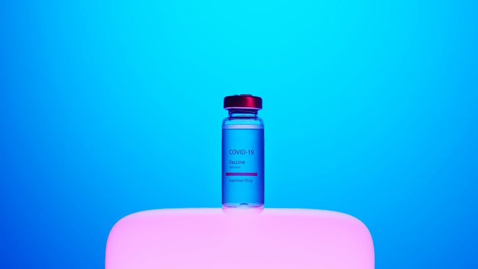 Vaccine vial on blue background